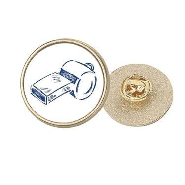 Imagem de Broche de broche de broche dourado de metal redondo de futebol azul apito de futebol de desenho animado, Medium, não aplicar