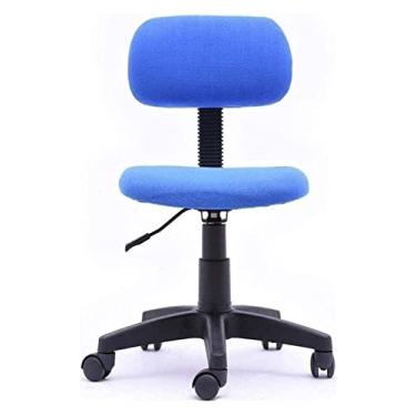 Imagem de cadeira de escritório Cadeira de PC Cadeira de mesa de escritório Cadeira de aprendizagem Cadeira estofada sem braços Assento giratório Encosto Cadeira de trabalho Cadeira de jogo Cadeira (cor: azul)