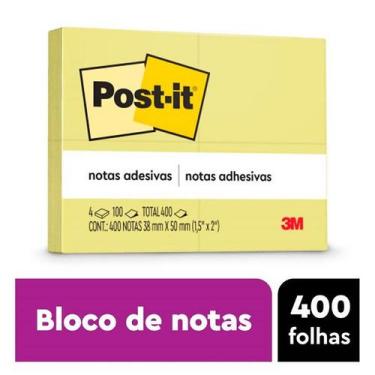 Imagem de Post-It Amarelo 4 Blocos 100F 38mm X 50mm 3M