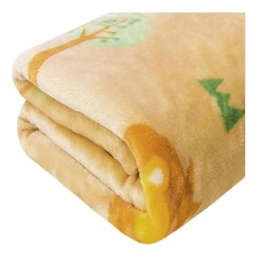 Imagem de Cobertor Bebe Infantil Antialérgico Estampado Kim Safari Neutro Recém Nascido Bege 90cmx1,10m