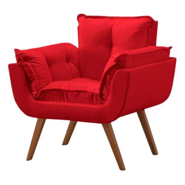 Imagem de Poltrona Decorativa Opala Soft para Sala de Estar Aveludada Vermelha - Mobília Mobília