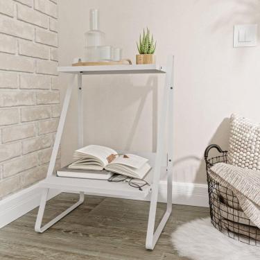 Imagem de Mesa de Cabeceira Nicho em Aço Begônia CabeCasa MadeiraMadeira Branco