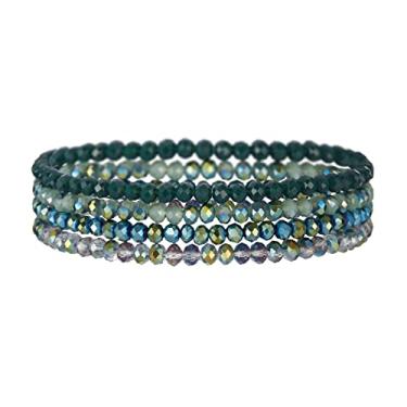Imagem de Noessla Pulseira elástica boho com contas coloridas de contas de cristal empilháveis pulseiras moda bijuteria presentes do dia das mães para mulheres, 7 inches, Vidro, Sem pedra preciosa
