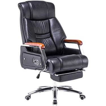 Imagem de Cadeira executiva, grande e alta, conforto doméstico, pausa para almoço, cadeira de escritório, cadeiras gerenciais reclináveis ​​de couro genuíno 155°, suporte de carga 250 kg/551,2 lbs, pr