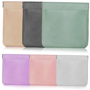 Imagem de 6 peças bolsa de armazenamento de joias bolsa de couro batom bolsas de joias eletrônicas bolsas de joias de viagem pequena bolsa de moedas estojo de bugigangas mini couro pu caixa de fone de ouvido Mi