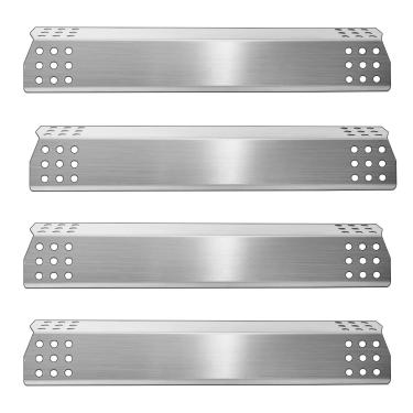 Imagem de Kalomo Chapas de calor para grelha de aço inoxidável cobertura de queimador de calor Tamer de chamas, peças de reposição a gás para churrasco de 45 x 8 cm x 7 cm para churrasqueira a gás resistente para modelos Master Forge 1010048, conjunto de 4