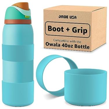Imagem de Jmoe USA Capa para bota de silicone + aderência de mão para garrafa de água Owala de 1,2 l | Borracha de silicone livre de BPA e de grau alimentício | Capa protetora antiderrapante para amortecedor