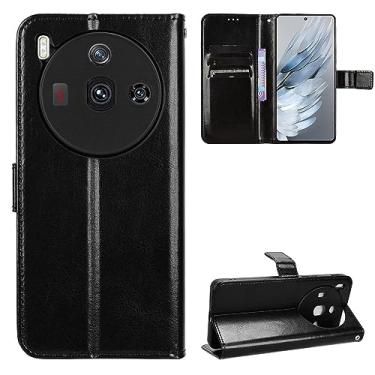 Imagem de Kukoufey Capa de couro compatível com Nubia Z50S Pro 5G, capa carteira de couro flip compatível com Nubia Z50S Pro 5G NX713J capa preta