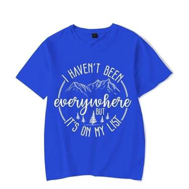 Imagem de Funny I Haven't Been Everywhere But It's On My List Camisetas de verão femininas gola redonda personalizada, Azul, G