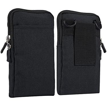 Imagem de Coldre de ombro para celular masculino, bolsa masculina com clipe de cinto para celular, preta, vertical, resistente à água, pequena, bolsa transversal para celular, coldre de cintura, zíper lateral,