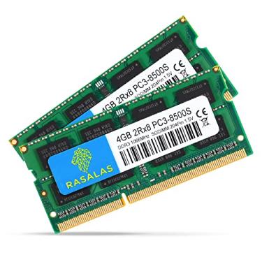 Imagem de RASALAS Kit de 8 GB (2 x 4 GB) PC3-8500 DDR3 1066 MHz 1067 MHz 8500s SODIMM RAM Atualização de memória para notebook 204PIN 1,5V Memory