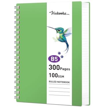 Imagem de HIUKOOKA Caderno pautado em espiral B5 para faculdade - Caderno de diário grande de 300 páginas, caderno encadernado em espiral de capa dura 19 x 25,8 cm, diários de papel de espessura de 100 g/m² para escrever (verde)