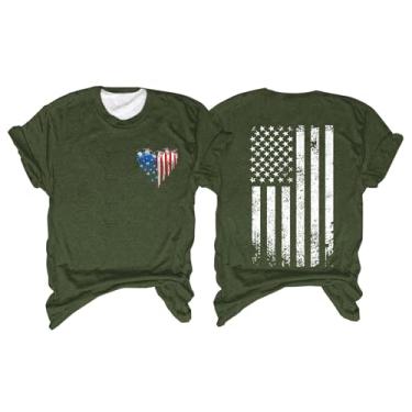 Imagem de Camiseta feminina com bandeira da América, roupa do quarto de julho, roupa do Memorial Day, camiseta patriótica feminina de manga curta, #4-ag, M