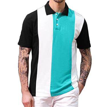 Imagem de Camisetas masculinas finas túnicas masculinas manga curta gola alta verão outono 2024 Y2K, O-697 Azul royal, 3G