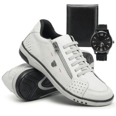 Imagem de Sapatenis Masculino Madrid Com Ziper Calce Facil + Relogio + Carteira - Gelo-Masculino