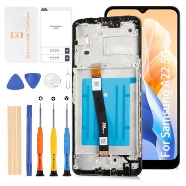 Imagem de Olivechard Tela LCD original A22 5G OEM + moldura cinza para Samsung Galaxy A22 5G A226B A226BR 16.8 cm LCD Screen Display Touch Kit de montagem digitalizador de substituição (não para A22 4G)