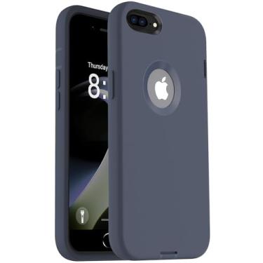 Imagem de ORIbox Capa para Celular iPhone 7 Plus e iPhone 8 Plus, Translúcido Escuro, Silicone Líquido, Proteção Total do Corpo