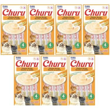 Imagem de Kit 07 Churu Petisco Para Gatos Vários Sabores Escolher Inaba - 28 Tubetes (Kit 7 unid. (28 Tubetes), Frango)