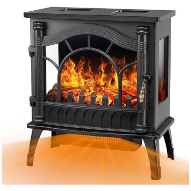 Imagem de Lareira Elétrica Portátil Infravermelho com Chamas Realistas e 20 Opções de Aquecimento, 110V 1500W, Joy Pebble, Preta