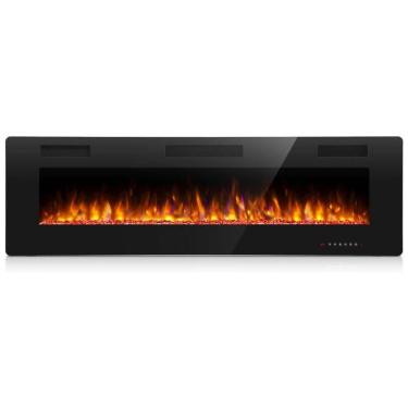 Imagem de Lareira Elétrica de Embutir A45x152L com Controle Remoto e Digital, Luz LED, Chamas Multicolorida e Temporizador, 1500W, 110v, ANTARCTIC STAR, Preto