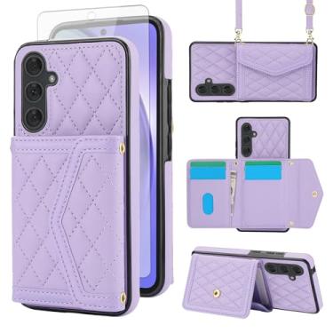 Imagem de Asuwish Capa de celular para Samsung Galaxy A14/M14 5G carteira celular com protetor de tela de vidro temperado bloqueio RFID suporte de cartão de crédito alça transversal suporte A 14 4G 14 A 14 M G5