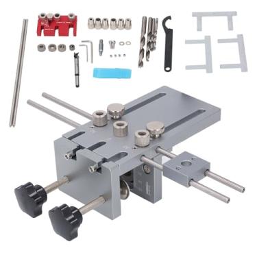 Imagem de Conjunto de Gabarito de Cavilha 3 Em 1, Kit de Gabarito de Furo de Bolso Ajustável, Modelo de Perfuração Autocentrante, Gabarito de Guia de Broca de Liga de Alumínio