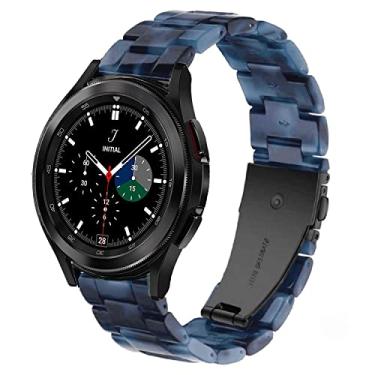Imagem de DEALELE Compatível com Galaxy Watch Active/Active 2 de 40 mm e 44 mm, pulseira de resina colorida de 20 mm para Samsung Gear Sport/Galaxy Watch de 42 mm, feminino e masculino (tinta azul)
