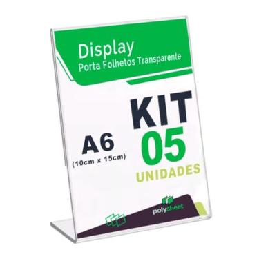 Imagem de Display Porta Folheto Mesa Balcão Toten Acrílico PS Tamanho A6 Formato L (5)
