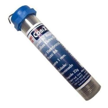 Imagem de Tubinho de Solda Estanho  63x37 1,0mm Azul 22g Fluxo RA Cobix