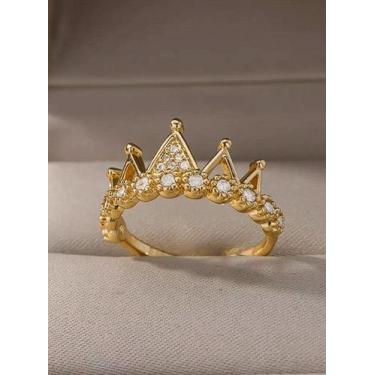 Imagem de Anel ajustável feminino coroa - banhado a ouro 18k - ToJoia18k