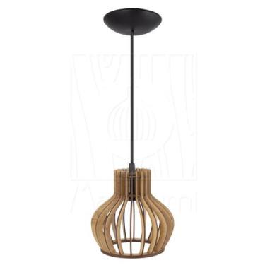 Imagem de Luminária Pendente Madeira Circus 15cm Rústico Soquete E27 - Madelumi