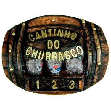 Imagem de Pingometro Placa Barril Deitado Cantinho Churrasco 3 Copos - Retrofenn