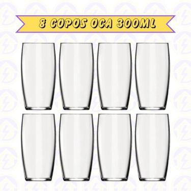 Imagem de Jogo 8 Copos Oca 300 ML Transparente Elegante Bebibas Sucos - NADIR FI