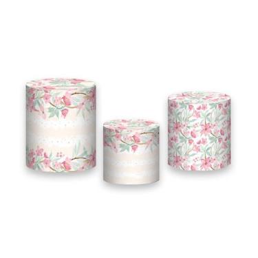 Imagem de Trio de Capas de Cilindro - Jardim Aquarela Floral Primavera Suave 017