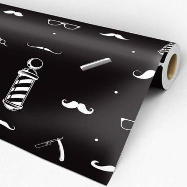 Imagem de Papel De Parede Barbearia Adesivo Lavável Preto 3M - Artetik Digital