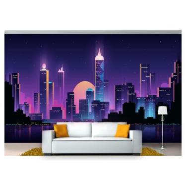 Imagem de Papel De Parede Cidade Prédios Retrô Wave 3D 6M² Ncd232 - Você Decora