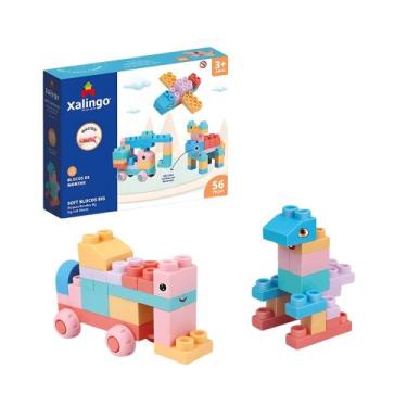 Imagem de Brinquedo Infantil Blocos de Montar Macio Soft BIG 56 Peças Xalingo - 