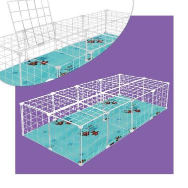 Imagem de Cercado Porquinho Da ÍNdia 2 Em 1 Abertura Teto 60x120x30 Cm Branco Co