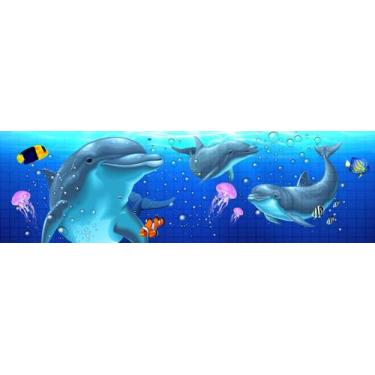 Imagem de Adesivo Piscina Faixa Kit Com 01 Unidade Golfinho 100x30cm - Resitank