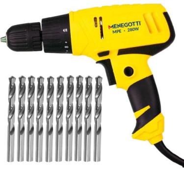 Imagem de Parafusadeira Elétrica 280W com 10 Brocas 3mm MENEGOTTI, 220V