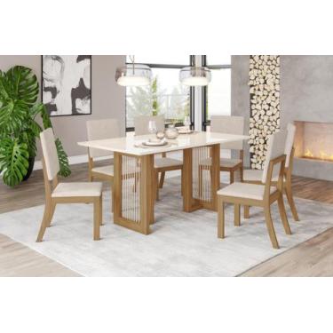 Imagem de Mesa de Jantar Yara 160 6 Cad. Milla Linho - Henn - LM DECOR