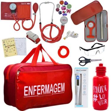 Imagem de Kit Bolsa Cores Aparelho Pressao Esfigmomanometro Enfermagem Premium, 