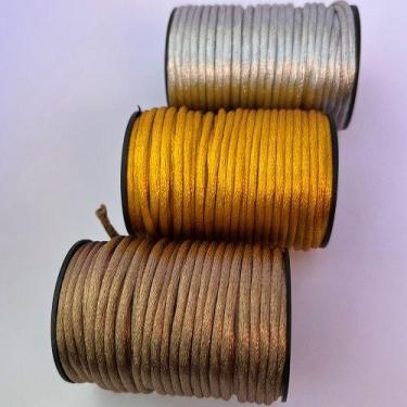 Imagem de Kit 3 Cordão Cetim Seda Rabo Rato Rolo Com 10 Metros 2mm - A loja da B