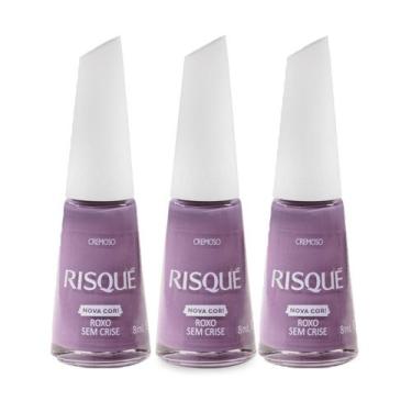 Imagem de Kit 3 Esmalte Risqué Cremoso Nova Cor Roxo Sem Crise 8ml