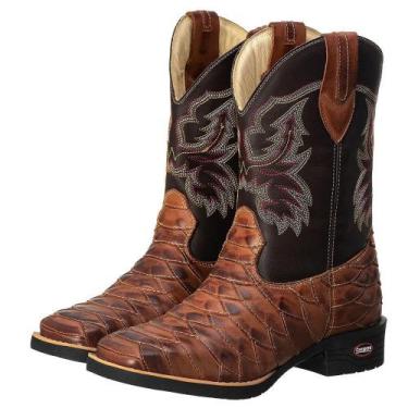 Imagem de Bota Texana Masculina Couro Escamada Cano Alto Cowboy - Campero, 39, M