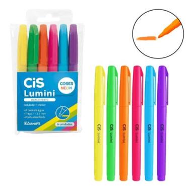 Imagem de Caneta Marca Texto Cis Lumini Neon Estojo C/6 Cores - SERTIC