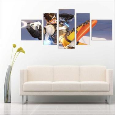 Imagem de Quadro Decorativo Game Overwatch Mosaico 5 Peças Salas Quartos TT3 - V