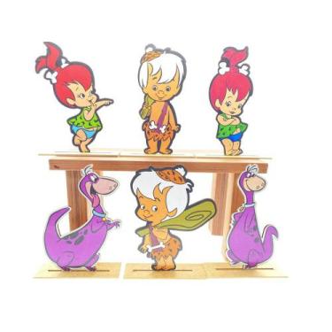 Imagem de Kit Display de Mesa 6 Peças Para Festa Os Flintstones MDF - Juju Brasi