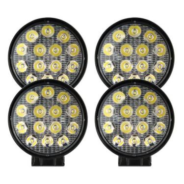 Imagem de 4 Farol De Milha Redondo 14 Led 42w 12v/24v Caminhões Carros - BRIWAX