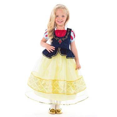 Imagem de Little Adventures Fantasia de princesa de luxo da Branca de Neve (1 a 3 anos) – Lavável à máquina, brincadeira infantil e vestido de festa, sem glitter, Amarelo, Small Age 1-3